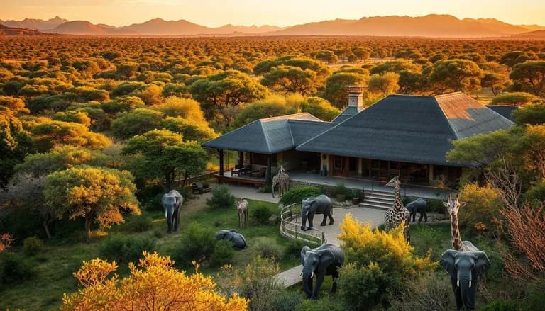  African elephant Loxodonta africana Indian elephant Elephas maximus tusker thatch thatched roof-0