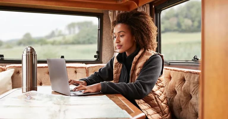  notebook notebook computer laptop laptop computer recreational vehicle RV R.V. desk-0