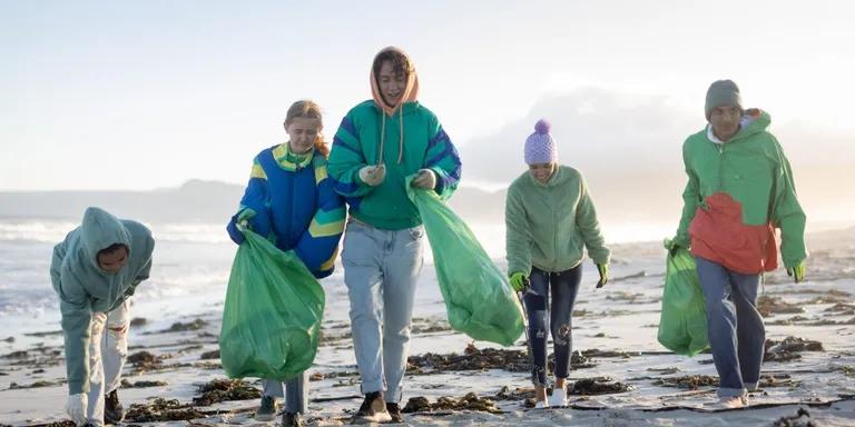  plastic bag poncho parachute chute seashore coast seacoast sea-coast-0