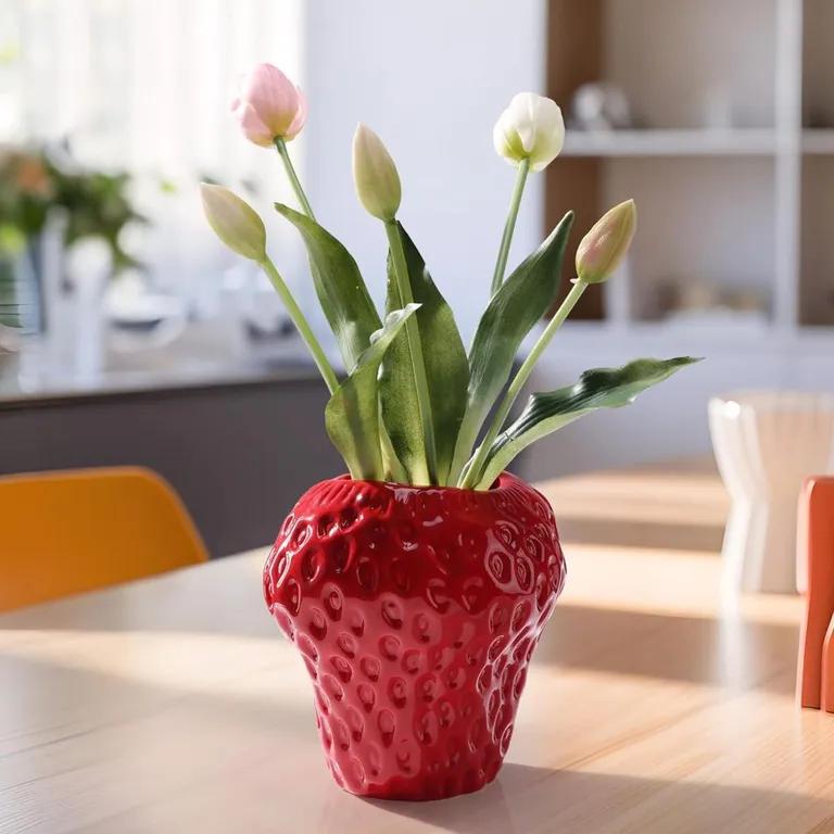  pot flowerpot vase strawberry dining table board-0