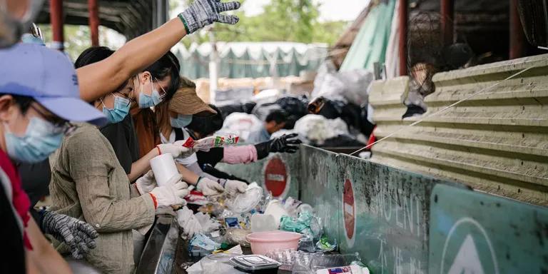  ashcan trash can garbage can wastebin ash bin ash-bin ashbin dustbin trash barrel trash bin garbage truck dustcart plastic bag gasmask respirator gas helmet-0